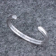 Load image into Gallery viewer, Best Friend Bracelet Side by Side Or Miles Apart Long Distance Friendship Cuff Bangle